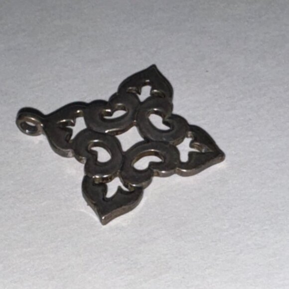 Sterling Silver Fleur De Lis Pointed Square Pendant - Picture 11 of 15